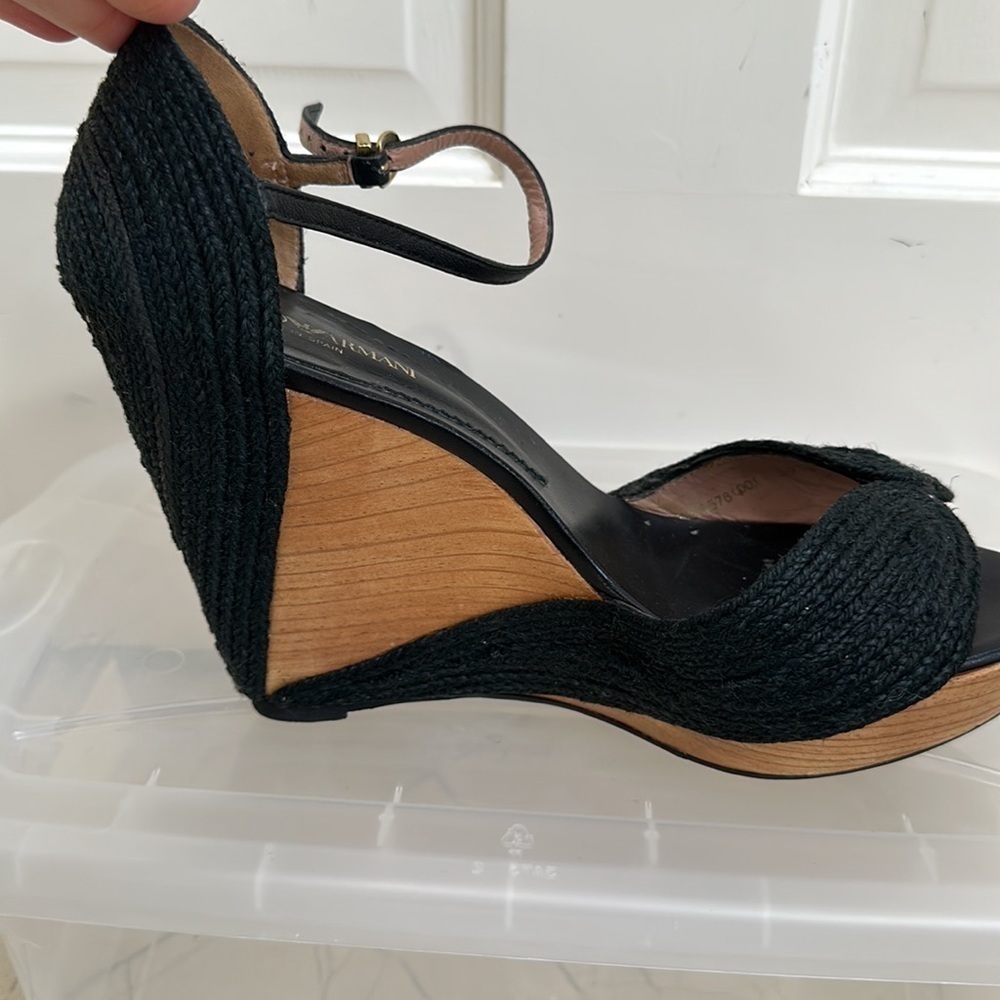 Emporia Armani wooden wedges. Black size 39 1/2​​​​​​​​​​​​​​​ - Picture 6 of 8